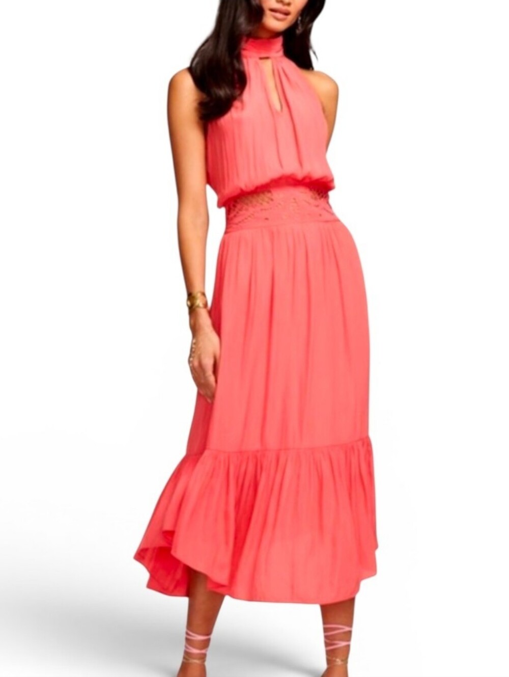 RAMY BROOK Annette Halter Midi Dress in Punch - Small